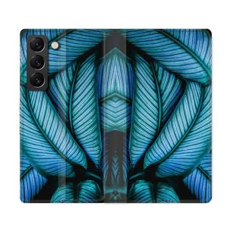 Housse Cuir Portefeuille Pour Samsung Galaxy S22 Ultra Nature Feuille Palmier