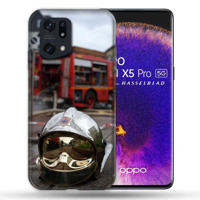 Coque Pour Oppo Find X5 Pro Pompier Casque Camion