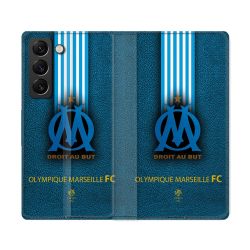 Housse Cuir Portefeuille Pour Samsung Galaxy S22 Ultra Olympique Marseille OM Bande