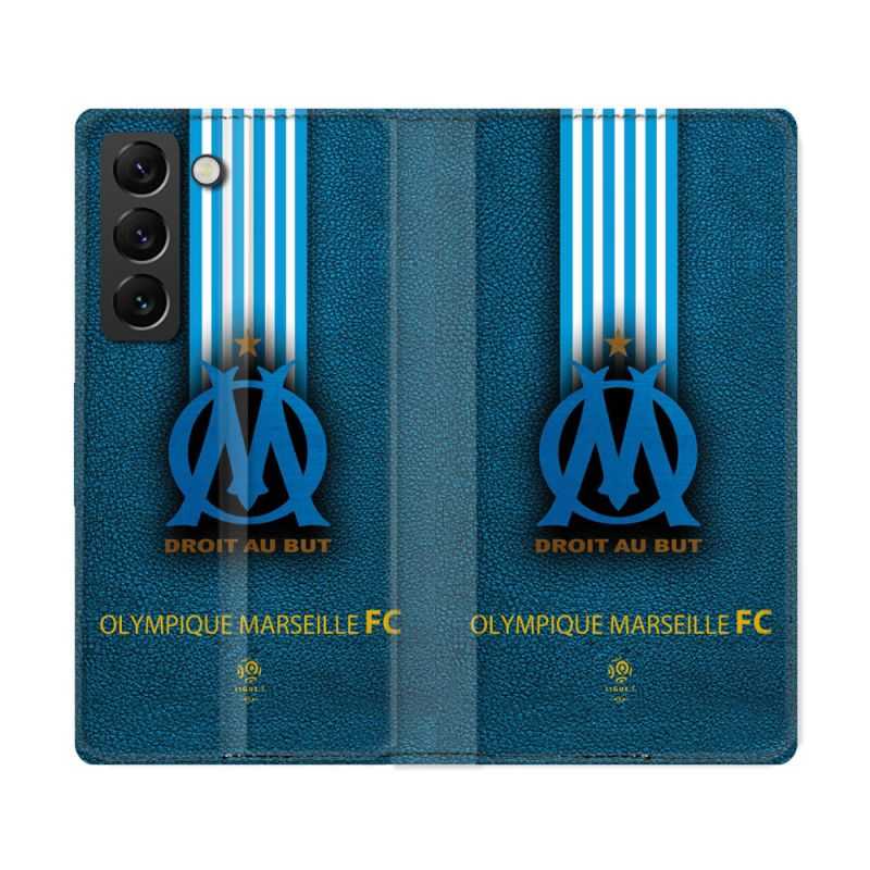 Housse Cuir Portefeuille Pour Samsung Galaxy S22 Ultra Olympique Marseille OM Bande