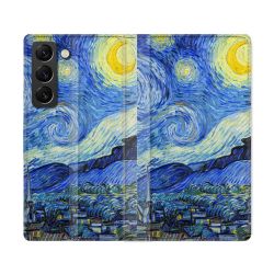 Housse Cuir Portefeuille Pour Samsung Galaxy S22 Ultra Peinture La nuit étoilée