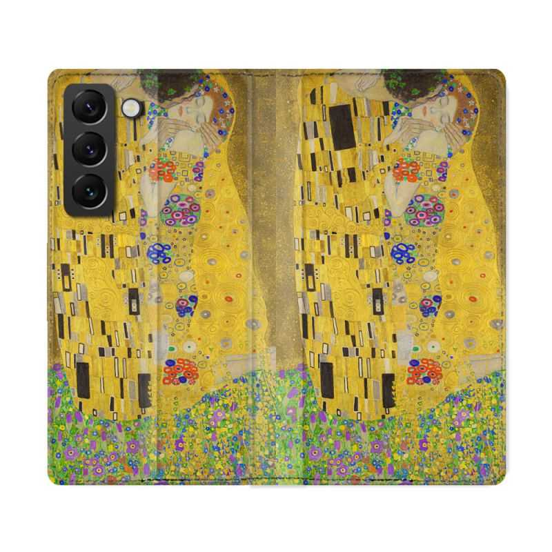 Housse Cuir Portefeuille Pour Samsung Galaxy S22 Ultra Peinture Le Baiser