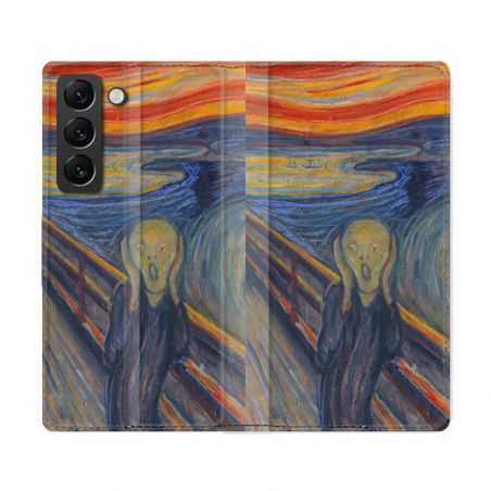 Housse Cuir Portefeuille Pour Samsung Galaxy S22 Ultra Peinture Le Cri