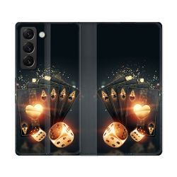 Housse Cuir Portefeuille Pour Samsung Galaxy S22 Ultra Poker Des