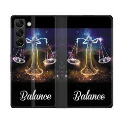 Housse Cuir Portefeuille Pour Samsung Galaxy S22 Ultra Signe Zodiaque 2 Balance