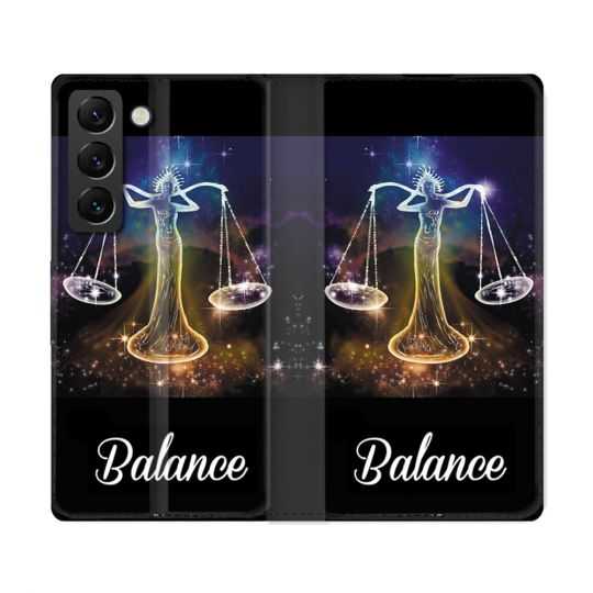 Housse Cuir Portefeuille Pour Samsung Galaxy S22 Ultra Signe Zodiaque 2 Balance