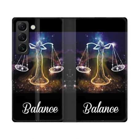Housse Cuir Portefeuille Pour Samsung Galaxy S22 Ultra Signe Zodiaque 2 Balance