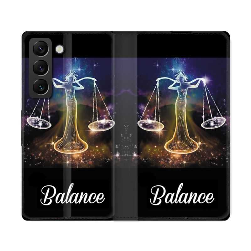 Housse Cuir Portefeuille Pour Samsung Galaxy S22 Ultra Signe Zodiaque 2 Balance