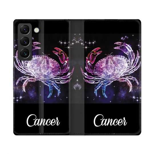 Housse Cuir Portefeuille Pour Samsung Galaxy S22 Ultra Signe Zodiaque 2 Cancer