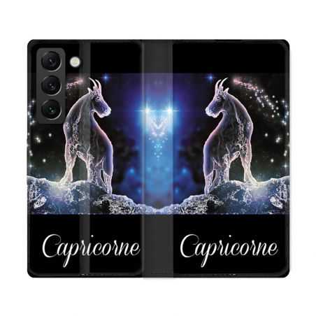 Housse Cuir Portefeuille Pour Samsung Galaxy S22 Ultra Signe Zodiaque 2 Capricorne