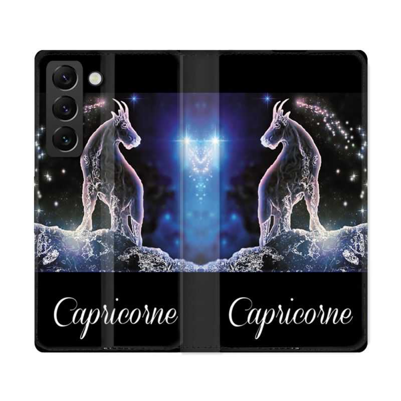 Housse Cuir Portefeuille Pour Samsung Galaxy S22 Ultra Signe Zodiaque 2 Capricorne