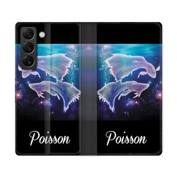 Housse Cuir Portefeuille Pour Samsung Galaxy S22 Ultra Signe Zodiaque 2 Poisson