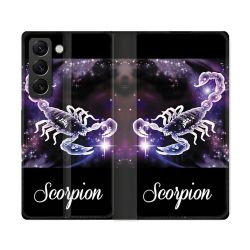 Housse Cuir Portefeuille Pour Samsung Galaxy S22 Ultra Signe Zodiaque 2 Scorpion
