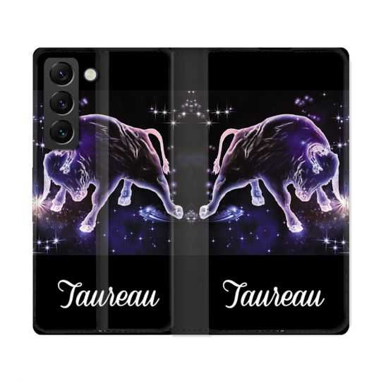 Housse Cuir Portefeuille Pour Samsung Galaxy S22 Ultra Signe Zodiaque 2 Taureau