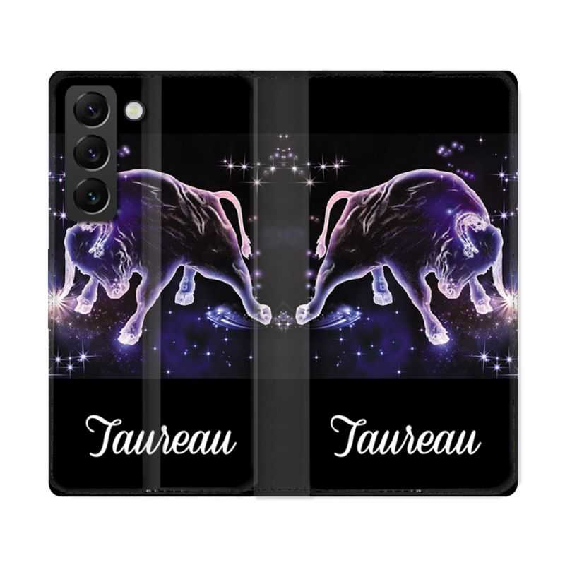 Housse Cuir Portefeuille Pour Samsung Galaxy S22 Ultra Signe Zodiaque 2 Taureau