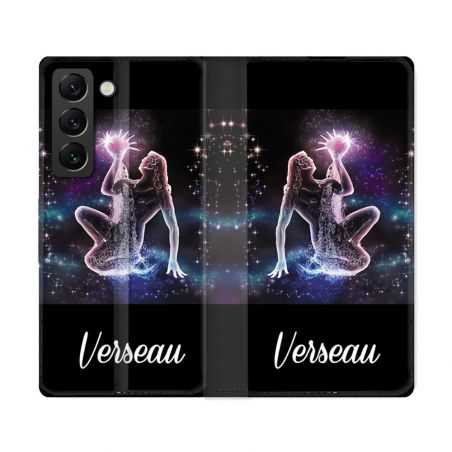 Housse Cuir Portefeuille Pour Samsung Galaxy S22 Ultra Signe Zodiaque 2 Verseau