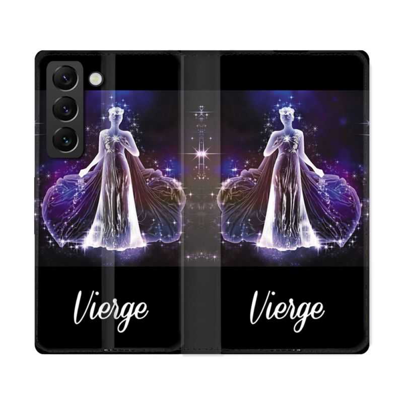 Housse Cuir Portefeuille Pour Samsung Galaxy S22 Ultra Signe Zodiaque 2 Vierge