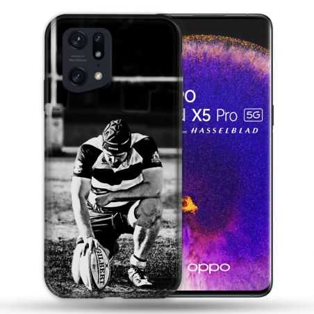 Coque Pour Oppo Find X5 Pro Sport Rugby Noir Blanc