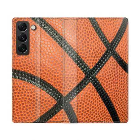 Housse Cuir Portefeuille Pour Samsung Galaxy S22 Ultra Sport Ballon Basket