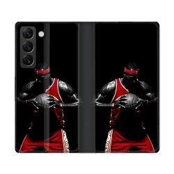 Housse Cuir Portefeuille Pour Samsung Galaxy S22 Ultra Sport Basketeur