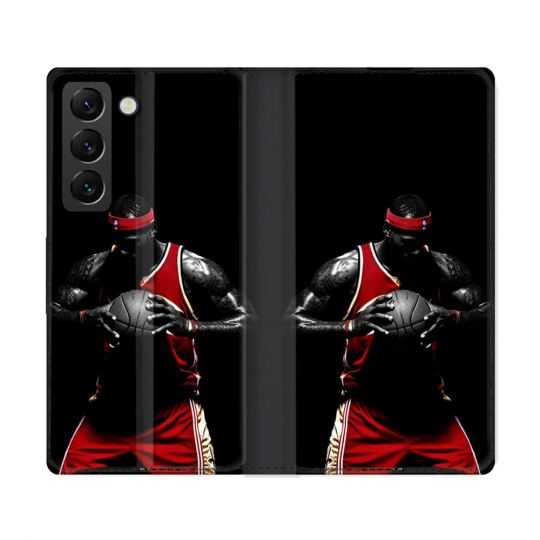 Housse Cuir Portefeuille Pour Samsung Galaxy S22 Ultra Sport Basketeur