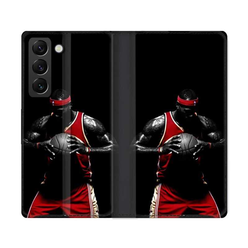 Housse Cuir Portefeuille Pour Samsung Galaxy S22 Ultra Sport Basketeur