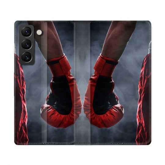 Housse Cuir Portefeuille Pour Samsung Galaxy S22 Ultra Sport Boxe Gant Rouge