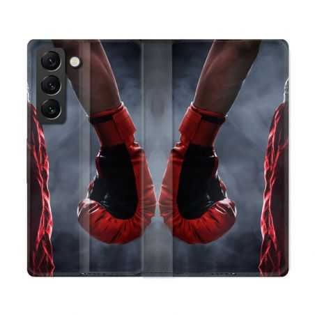 Housse Cuir Portefeuille Pour Samsung Galaxy S22 Ultra Sport Boxe Gant Rouge
