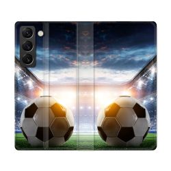 Housse Cuir Portefeuille Pour Samsung Galaxy S22 Ultra Sport Football Stade