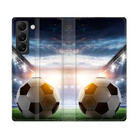 Housse Cuir Portefeuille Pour Samsung Galaxy S22 Ultra Sport Football Stade