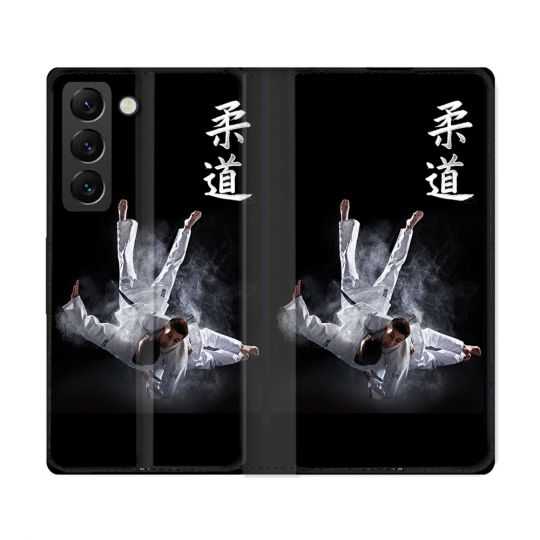 Housse Cuir Portefeuille Pour Samsung Galaxy S22 Ultra Sport Judo Noir