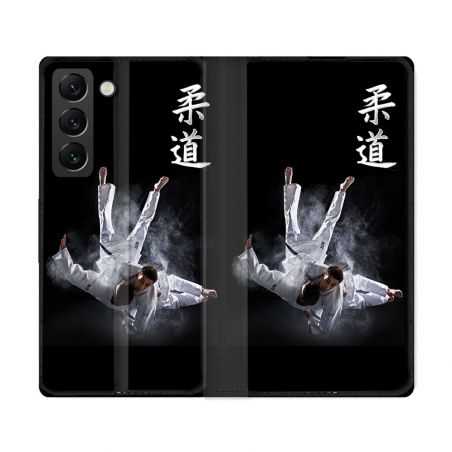 Housse Cuir Portefeuille Pour Samsung Galaxy S22 Ultra Sport Judo Noir