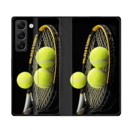 Housse Cuir Portefeuille Pour Samsung Galaxy S22 Ultra Sport Tennis Balls
