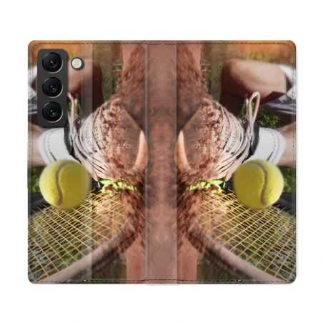 Housse Cuir Portefeuille Pour Samsung Galaxy S22 Ultra Sport Tennis Glissade