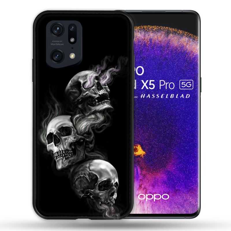 Coque Pour Oppo Find X5 Pro Tete de Mort Triple