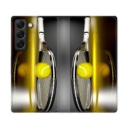 Housse Cuir Portefeuille Pour Samsung Galaxy S22 Ultra Sport Tennis Reflet