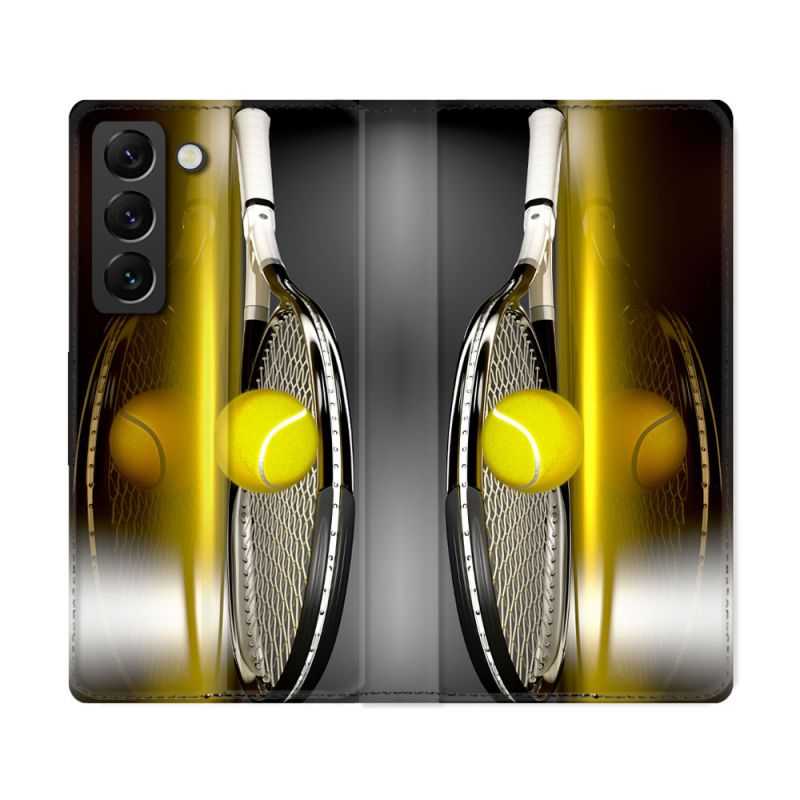Housse Cuir Portefeuille Pour Samsung Galaxy S22 Ultra Sport Tennis Reflet