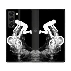 Housse Cuir Portefeuille Pour Samsung Galaxy S22 Ultra Sport VTT Noir