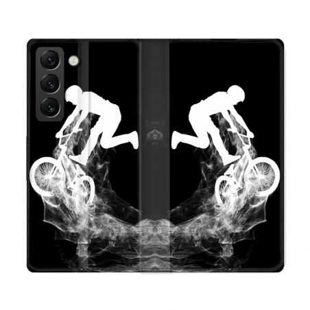 Housse Cuir Portefeuille Pour Samsung Galaxy S22 Ultra Sport VTT Noir
