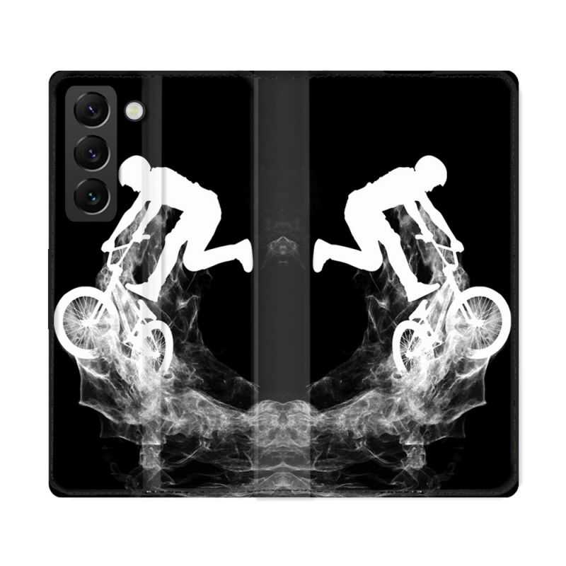 Housse Cuir Portefeuille Pour Samsung Galaxy S22 Ultra Sport VTT Noir