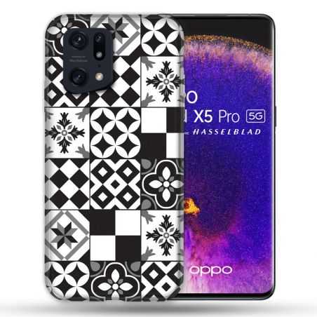 Coque Pour Oppo Find X5 Pro Texture Carreau Ciment Noir