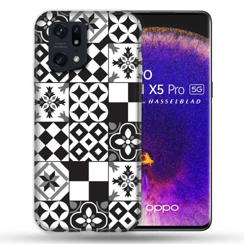 Coque Pour Oppo Find X5 Pro Texture Carreau Ciment Noir