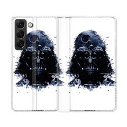 Housse Cuir Portefeuille Pour Samsung Galaxy S22 Ultra Star Wars - Dark Vador Blanc