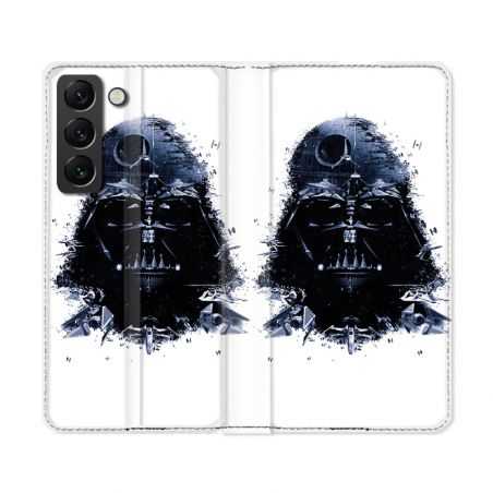 Housse Cuir Portefeuille Pour Samsung Galaxy S22 Ultra Star Wars - Dark Vador Blanc