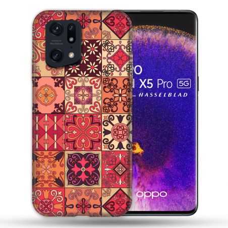 Coque Pour Oppo Find X5 Pro Texture Carreau Ciment Rouge