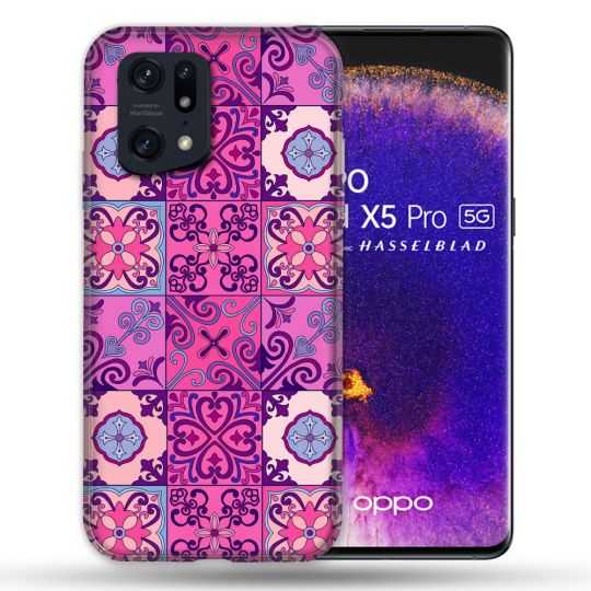 Coque Pour Oppo Find X5 Pro Texture Carreau Ciment Violet