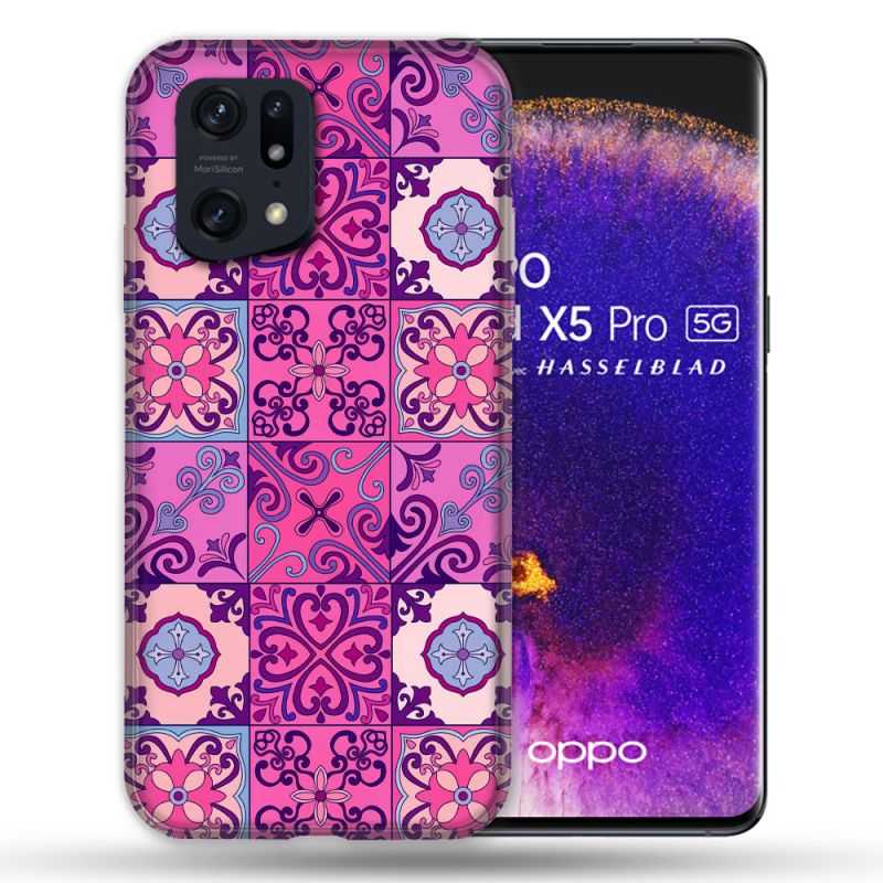Coque Pour Oppo Find X5 Pro Texture Carreau Ciment Violet
