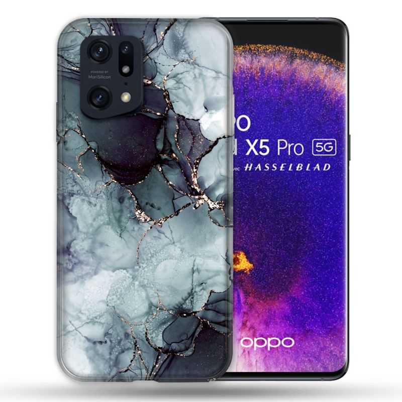 Coque Pour Oppo Find X5 Pro Texture Marbre Gris