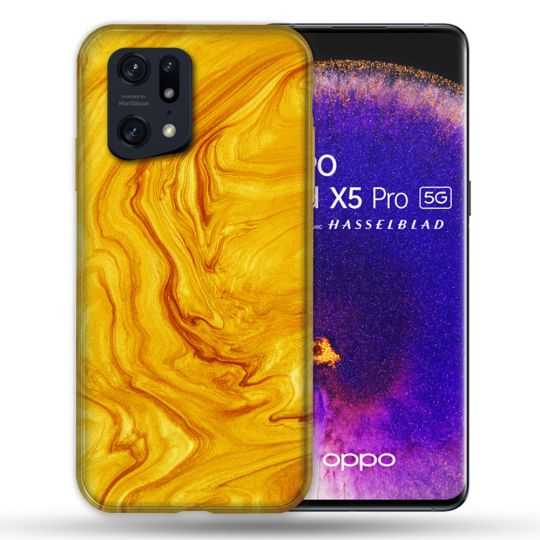 Coque Pour Oppo Find X5 Pro Texture Marbre Jaune