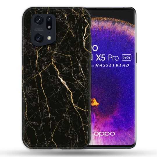 Coque Pour Oppo Find X5 Pro Texture Marbre Noir